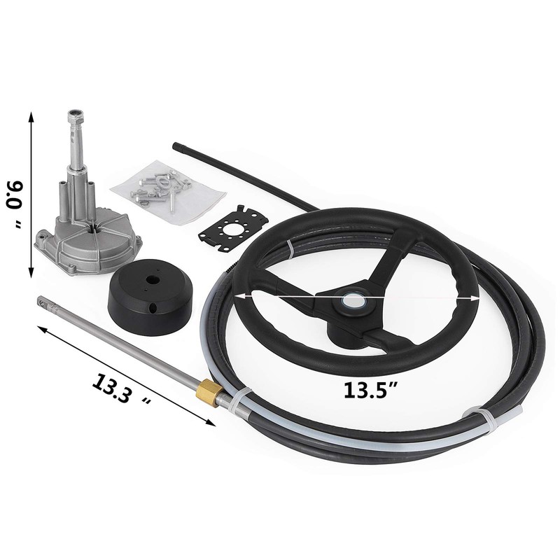 Bestauto Outboard Steering System 14' Outboard Steering Kit 14 Feet