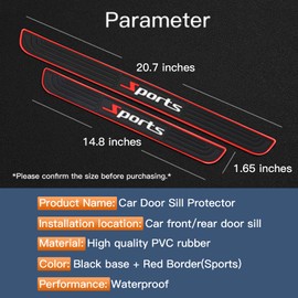 GZRUICA Door Sill Plate Protectors for Car - Universal Door Entry Guards Sill Scuff Cover Panel Step Protector, Welcome Pedal Protector Cover, Sports Pattern, 4pcs/Set