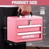 WORKPRO Portable Mini Tool Box 2 Drawers Metal Tool Chest