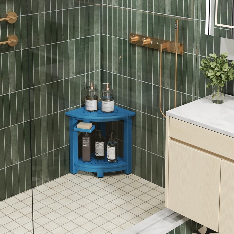 nalone Corner Shower Stool, HDPE Shower Bench for Inside Shower,