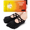 Fitnadi Women's 5-Toe Yoga Pilates Socks, Non-Slip, Simple, Socks, Black