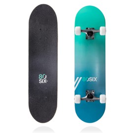 80Six Adult and Youth Skateboard with 54mm Urethane Wheels and Carbon Steel Bearings (Surf Green Teal-Fade, 31" x 8")