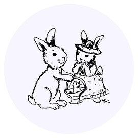 24 x 40mm Round 'Easter Bunnies' Stickers (SK00002597)