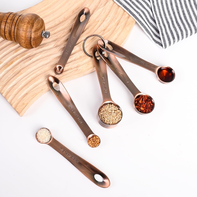 Viwehots Measuring Cups and Spoons Set, Copper Measuring Cups and