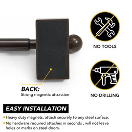 Deconovo Magnetic Curtain Rods (2 Pack, Coco，9-16 Inch) – Adjustable No-Drill Metal Curtain Rods for Doors, Windows & Rental Spaces | Easy Install, Strong Magnet, Perfect for Home & Office