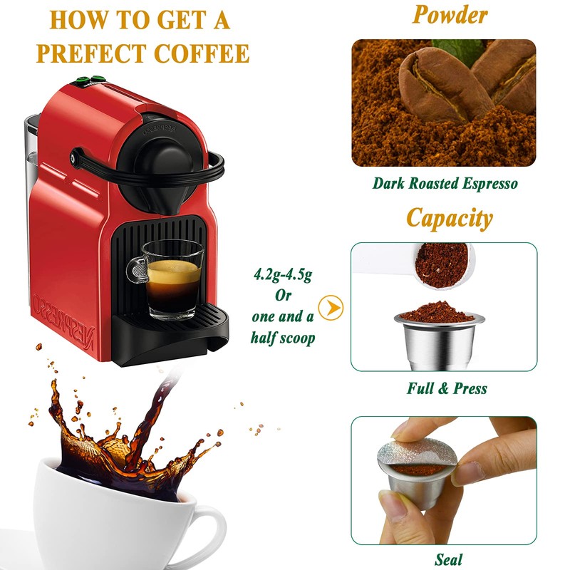 CAPMESSO Reusable Espresso Capsules Refillable Coffee Pod Stainless Steel Cups