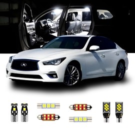Bllatta 10pcs Super bright White 6000K LED Interior Light Kit for Infiniti Q50 2014 2015 2016 2017 2018 2019 2020 Interior LED Lighting Kit + License Plate Lights and Install Tool
