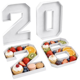 2026 Fillable Charcuterie Numbers Trays, 8.27“ Numbers Charcuterie Board Box 2026, Multipurpose Graduation Decorations Food Serving Tray for Grad Party, Birthday, Anniversary & All Celebration