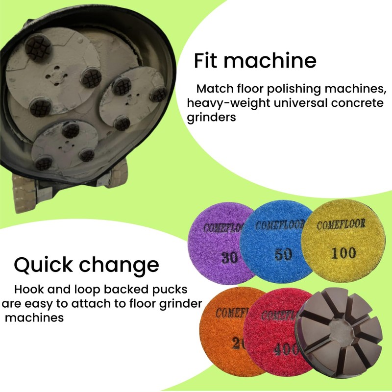 Hybrid Transitional Diamond Polishing Pucks for Concrete Terrazzo Floor, Aggressive