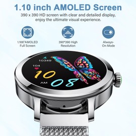 Smart Watch for Women with Magnetic Strap, 1.1" Touch Screen Smart Watch Female with Heart Rate SpO2 Sleep Monitor, 110+ Sports Fitness Tracker, IP68 Waterproof Pedometer watch for iOS Android Silver