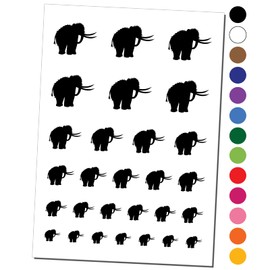 Woolly Mammoth Solid Temporary Tattoo Water Resistant Fake Body Art Set Collection - White (One Sheet)