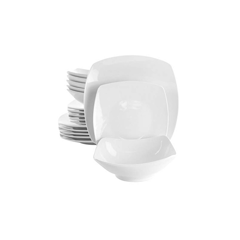 Elama White Porcelain Dish Dinnerware Set, 18 Piece, Newman