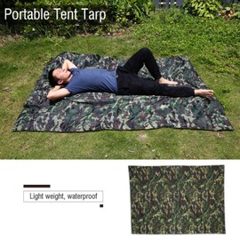 Camouflage Outdoor Portable Tent Tarp,Nylon Fabric Waterproof Picnic Mat,Anti-UV,as a Moisture-proof Mat,Ultra-light and Portable,Come with Storage Bag for Picnic Hiking (2 * 1.5m)