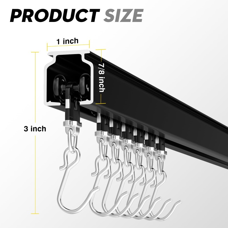 Room divider Ceiling Track set for Curtains with hooks, Corner