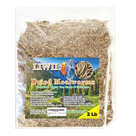 Dried Mealworms-2 LBS-100% Natural Non GMO High Protein Mealworms for Chicken-Bulk Mealworms for Wild Birds, Chicken Treats, Hamster Food, Gecko Food, Turtle Food, Lizard Food