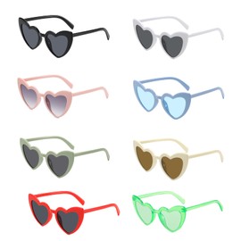 FDRJKN 8 Pack Love Heart Shaped Sunglasses,Heart Shaped for Women, Photo Shoot Accessories for Women Teenager Grils Bride Bridesmaid