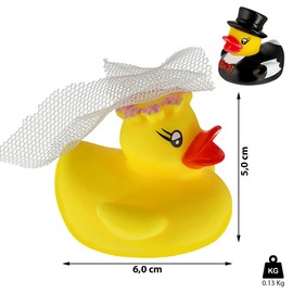 Bath Duck Wedding Couple | Height 5 cm Yellow Ducks Bride Groom | Bath Toy Wedding Bride and Groom Gift