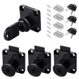 Faankiton 4 Sets Security Drawer Locks, Security Cam Lock 22mm, Black Cold Rolled Steel Security Cabinet Lock, Furniture Lock, Cylinder Security Cupboard Cabinet Locks with 8 Keys and Screws (Black)