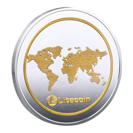 1Pcs Litecoin Coin, Litecoin Commemorative Coin 24K Gold and Silver Plated, 3mm LTC Cryptocurrency, Collectible Coin with Protective Case, Blockchain Cryptocurrency, Home and Office Decoration