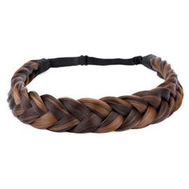 Gledola Two Strand Synthetic Hair Headband Hair Braid Natural Looking Headband for Women (Chocolate Toast)