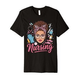 Black Melanin Nurse Afro Hair Pride Nursing Gifts for Women Premium T-Shirt