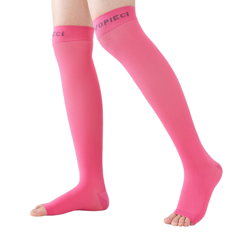 EVOPLECI PINK-L - Calcetines de compresión de punta abierta de