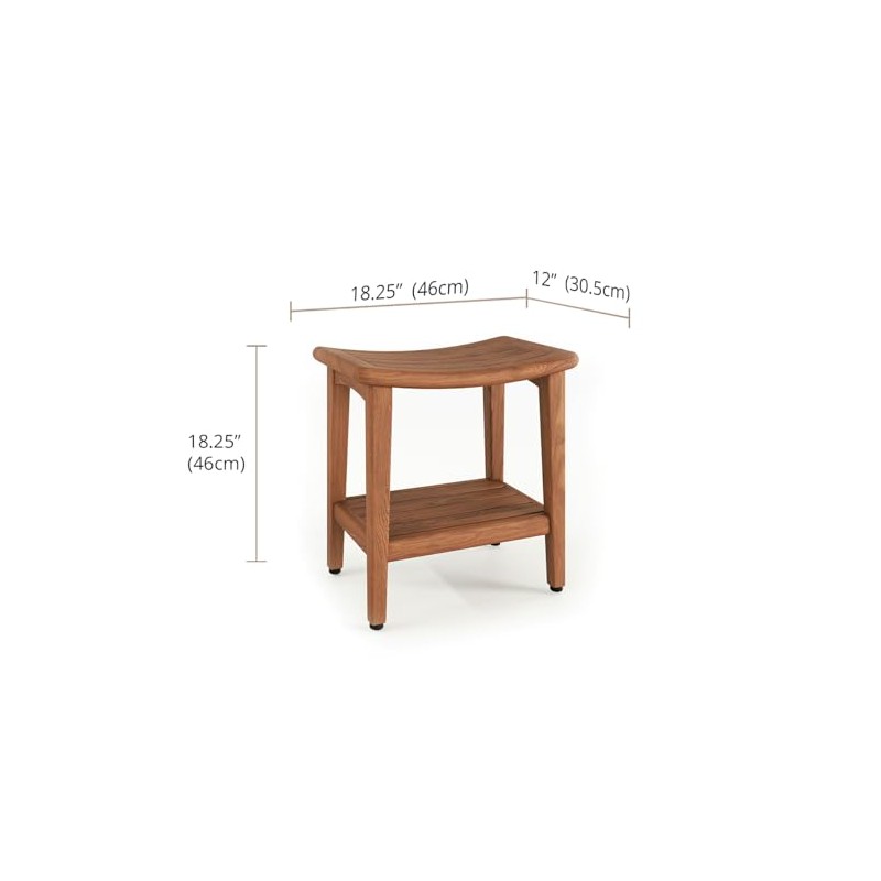 18" Sumba-Bjön™ Slatted Teak Shower Bench with Shelf