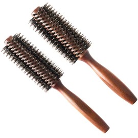 Juego de cepillos redondos de cerdas de jabalí con brocha de nailon para desenredar el cabello con mango de madera para alisar rizos voluminizadores y