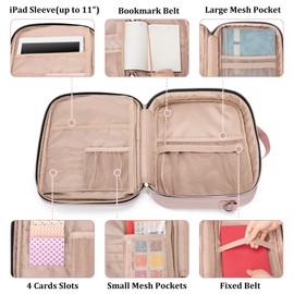 Teamoy Journal Supplies Storage Case, Journal Supplies Holder with Detachable Pen Slots and Shoulder Strap, Travel Organizer for B5 Notebooks, Planner, Pens, Journal Supplies, Pink