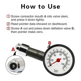 Onwon 100 PSI Tire Pressure Gauge with Integrated Hold Valve, Heavy Duty Tire Inflator Gauge Accurate for Any Car, Truck, RV, Motorcyle, Bicycle