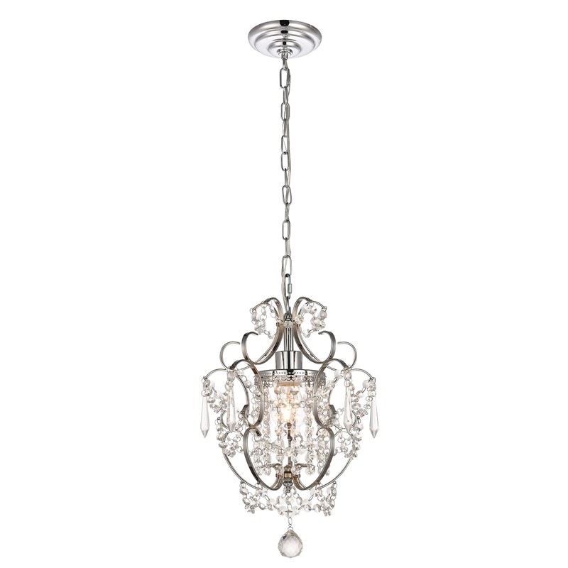 riomasee Mini Chandelier Modern Chrome Crystal Ceiling Light Fixture 1-Light