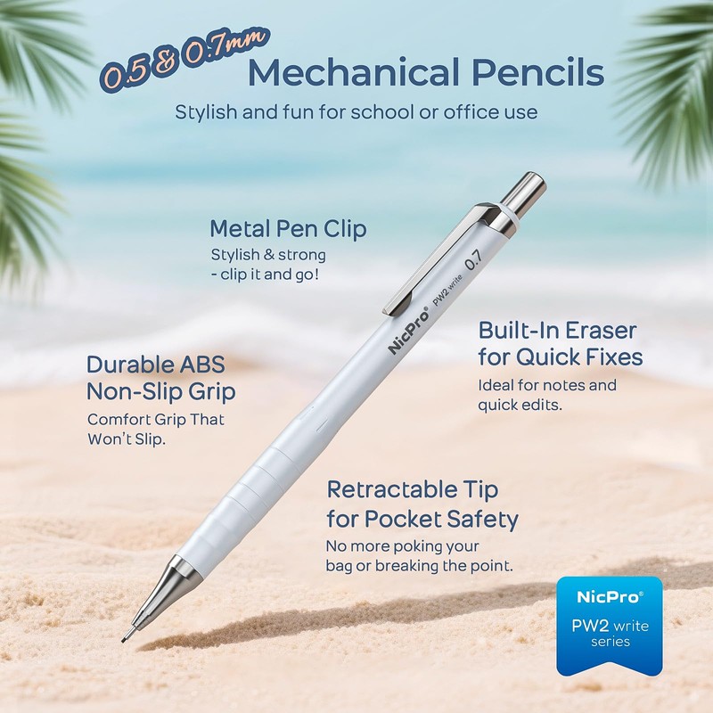 Nicpro Cute Mechanical Pencil Set, 4PCS 0.5 & 0.7 mm