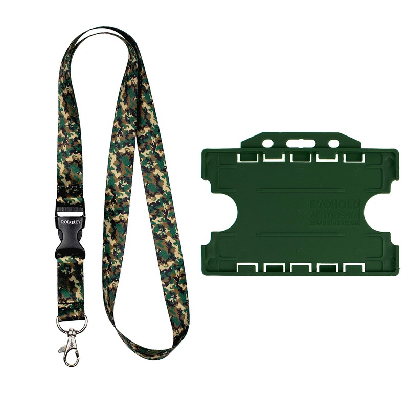 Rolseley Lanyard Neck Strap Camouflage Pattern with Metal Clip +