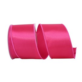 Reliant Ribbon Satin Value Wired Edge Ribbon, 2-1/2 Inch X 10 Yards, Fuchsia