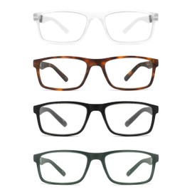 IVNUOYI 4 Pack Reading Glasses Blue Light Blocking Readers for Men Women,Lightweight Computer Eyeglasses with Spring Hinge +4.00