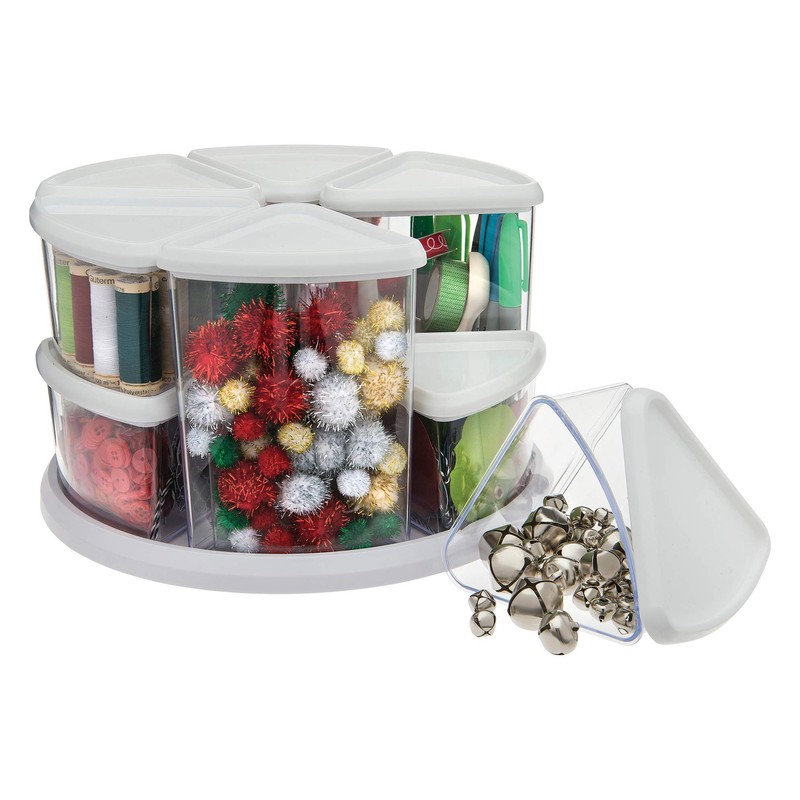Deflecto Rotating Carousel Craft Organizer, 9-Canister, Includes 3" and 6"