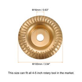 HARFINGTON 3Pcs Wood Carving Disk Grinder Wheel 4" Rotary Tool Carving Sanding Disc Radial Grinding Wheel with 5/8" Arbor for Woodworking Shaping, Gold Tone