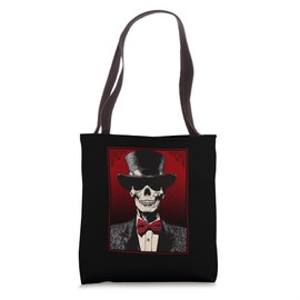 Skull in a Top Hat - Skeleton Wearing Hat and Tie Tote Bag
