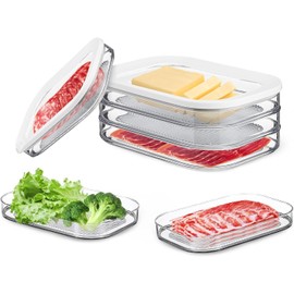 NEEJUM Deli Meat Container for Fridge, Stackable Bacon Cheese Container for Refrigerator, Dishwasher Safe Meal Prep Containers with Lid for Cold Cuts, Lunch Meat, Salami, BPA Free, 3pcs
