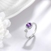 Aurora Tears Birthstone Adjustable Rings 925 Sterling Splitter Birthstone Open