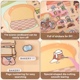 GSrenyu 20 Sets DIY 3D House Stickers, Fun DIY Stickers Scene, Room Material Book, Cute Cartoon Scenery Stickers for Relief Stress, Pass The Time