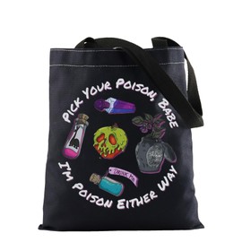 KUIYAI Witch Poison Shoulder Bag Singer Inspired Tote Bag WDW Villains Gift Song Lyrics Gift Spooky Season (PoisionEitherToteBlk)
