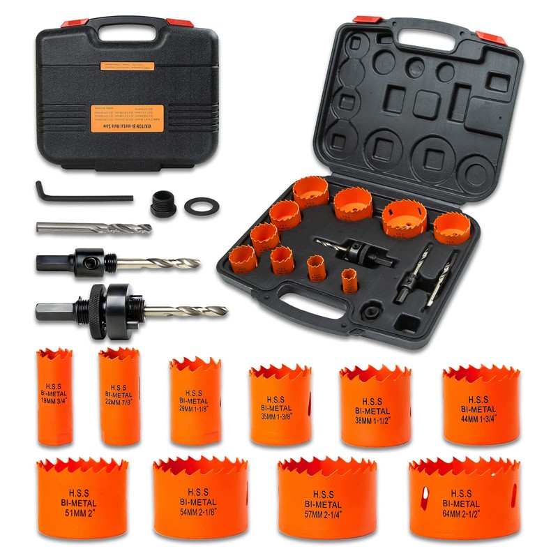 VIKITON Hole Saw Kit Bi Metal with Case, General Purpose