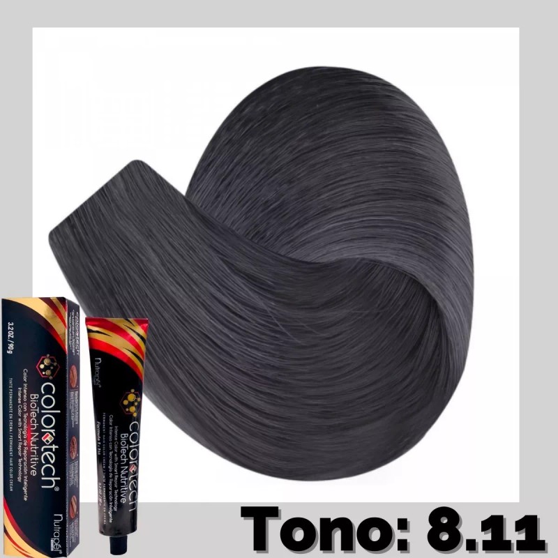 Nutrapel Color Tech Tinte Tono 8.11 Rubio Claro Cenizo Intenso