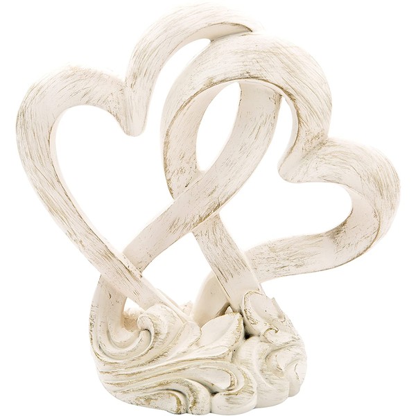 Fashioncraft Vintage Style Double Heart Design Cake Topper/Centerpiece, One Size, Cream