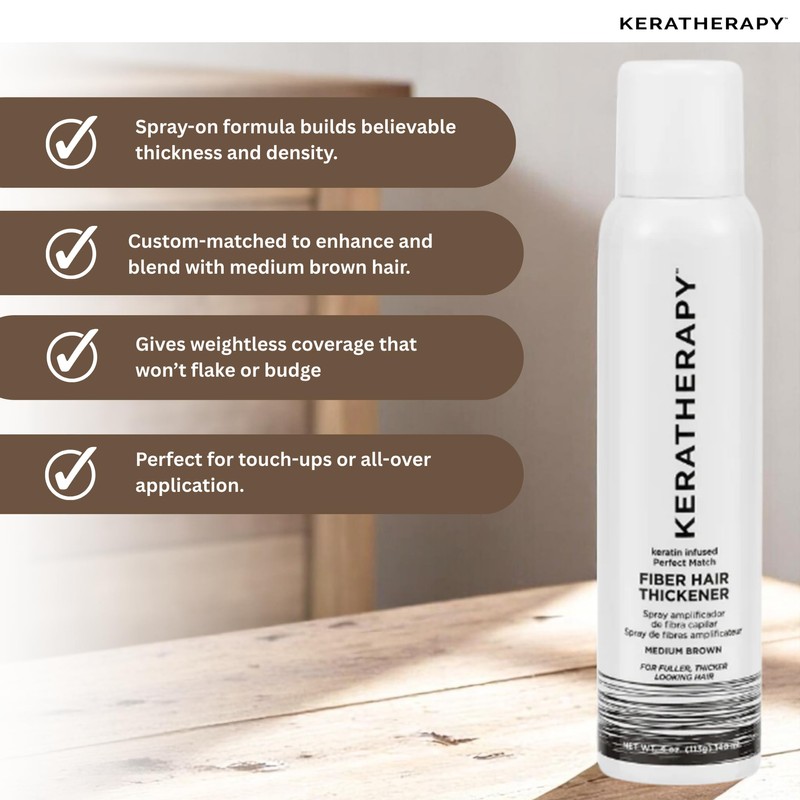Keratherapy Keratin Infused Perfect Match Fiber Hair Thickener Spray, Medium