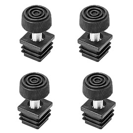 Furniture Leveler Chair Leg Leveler Feet Square Pipe Insert Set 20x20mm M8 Thread Furniture Feet End Caps Black 4 Pcs