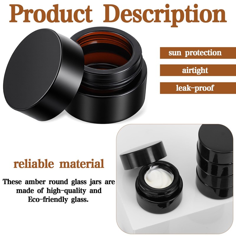 60 Pack Small Sample Containers with Lids, 5ml Amber Glass