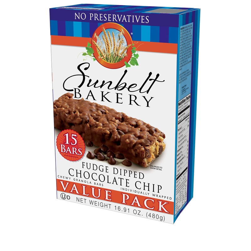 Sunbelt Bakery Fudge Dipped Chocolate Chip Chewy Granola Bars, 120-1.1