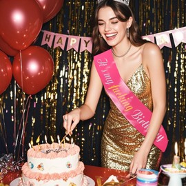 COCIDE It's My Birthday -Birthday Sash for Women Glitter Sashes for Girls Womem and Men 16th 18th 21st 30th 40th 50th 60th 70th 80th 90th Birthday Party Supplies Decorations (Hot Pink)